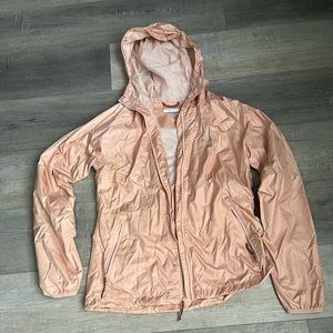 Rose gold Columbia rain jacket